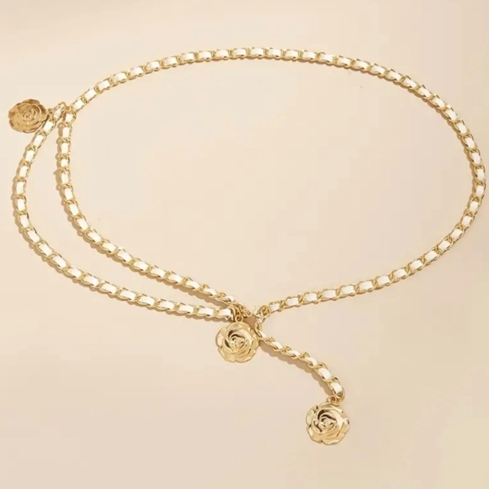 Sold Belt Gold Chain Cameilla Flower - Picture 3 of 8